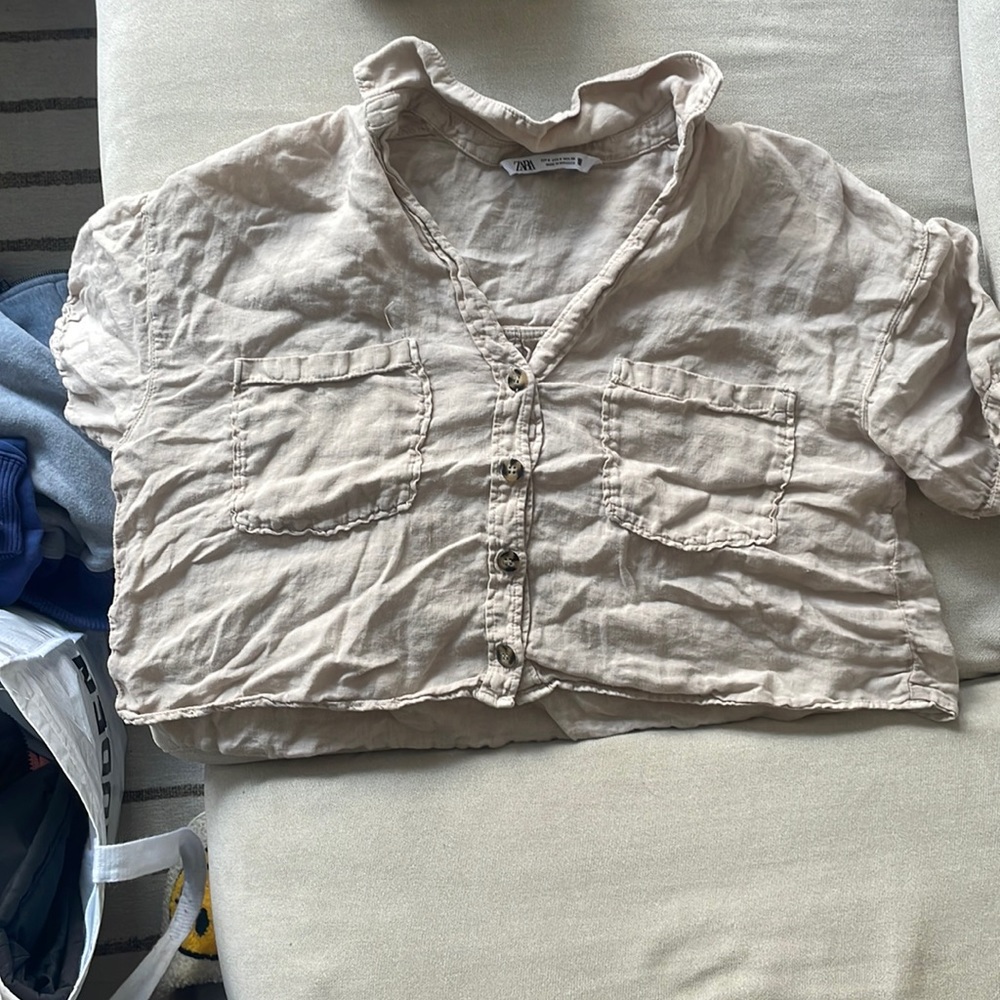 Beige Zara crop top
